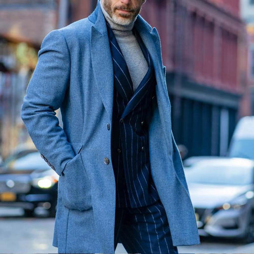 Herren eleganter Wool-Mantel mit strukturierter Oberfläche Echoarchiv