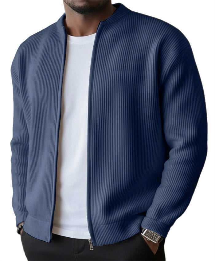 Herren Rippstrick Bomber Cardigan mit vollem Reißverschluss EB – Taviero