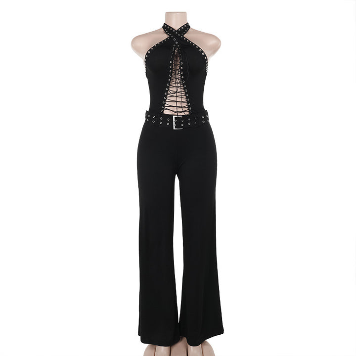 Damen Figurbetonter Jumpsuit mit raffiniertem Schnürdesign Echo Archiv