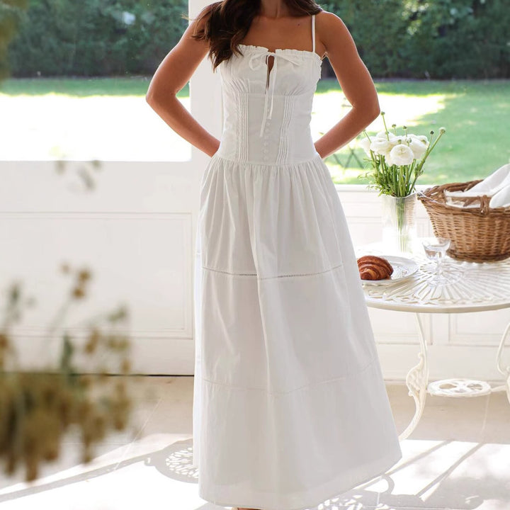 Damen Maxi-Kleid mit gerafftem Oberteil und verstellbaren Trägern Echo Archiv