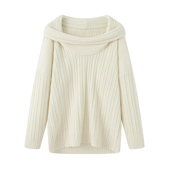 Damen nan Oversize-Rippstrick-Pullover mit weitem Rollkragen und überschnittener Schulter Echo Archiv