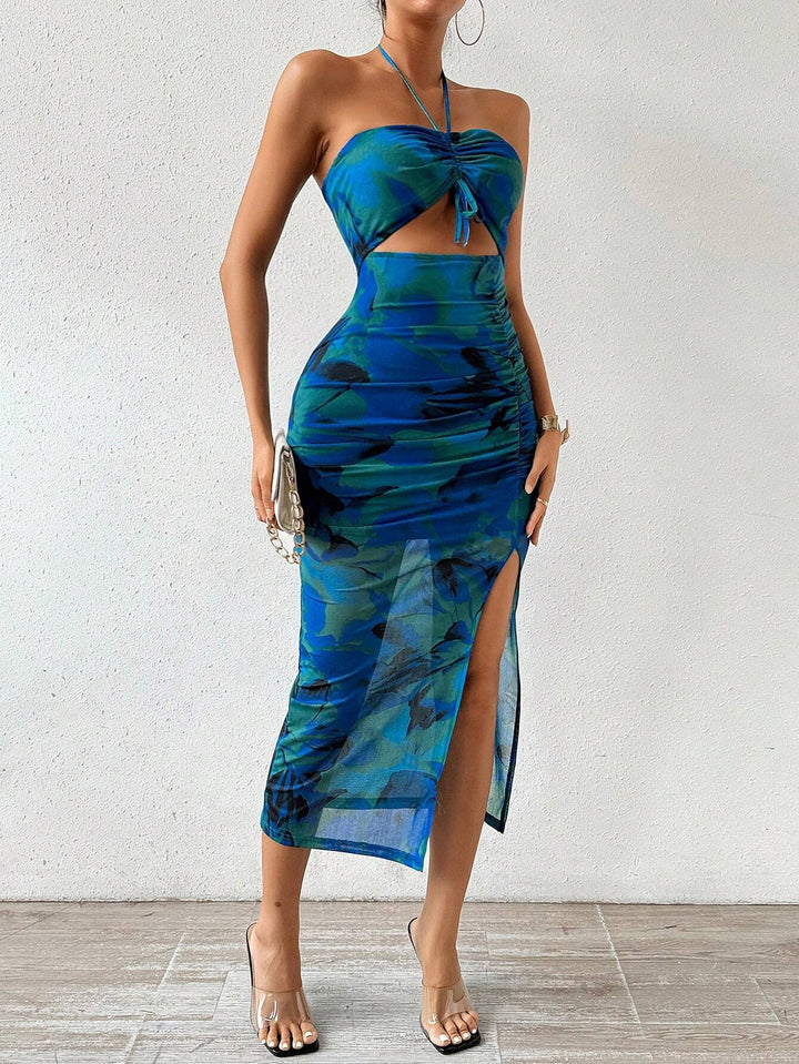 Damen Midikleid mit Cut-Outs, Neckholder und seitlichem Beinschlitz Echo Archiv