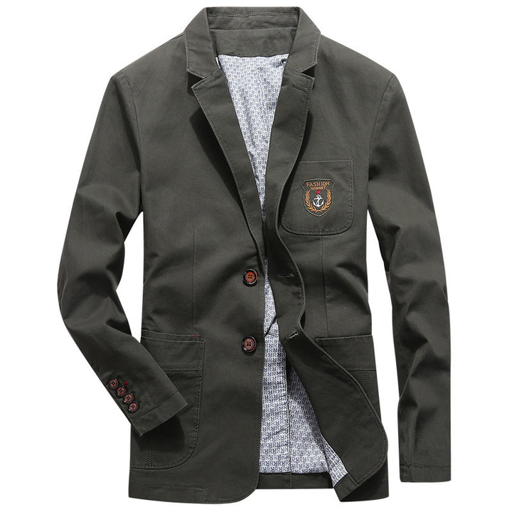 Herren Baumwoll-Canvas Sakko im Casual-Look mit Brustpatch – Tianoro