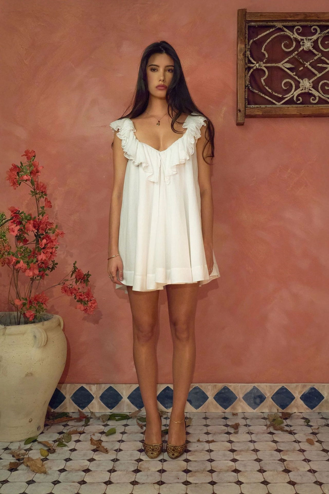 Damen Verspieltes Volantkleid aus weichem Chiffon Echo Archiv