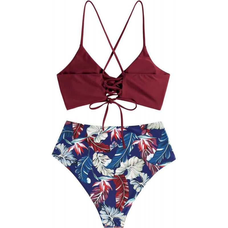 Damen Hochwertiger Bikini mit Knotendetail und hohem Bund Echo Archiv