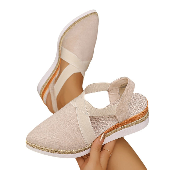 Damen nan Velours-Slingback-Keil mit spitzer Vorderkappe, geflochtenem Juteband und dämpfender Laufsohle Echo Archiv