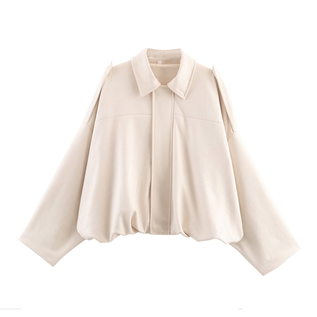 Damen nan oversized Cape-Jacke mit verdeckter Frontblende, Kragen und ballonförmigem Saum Echo Archiv