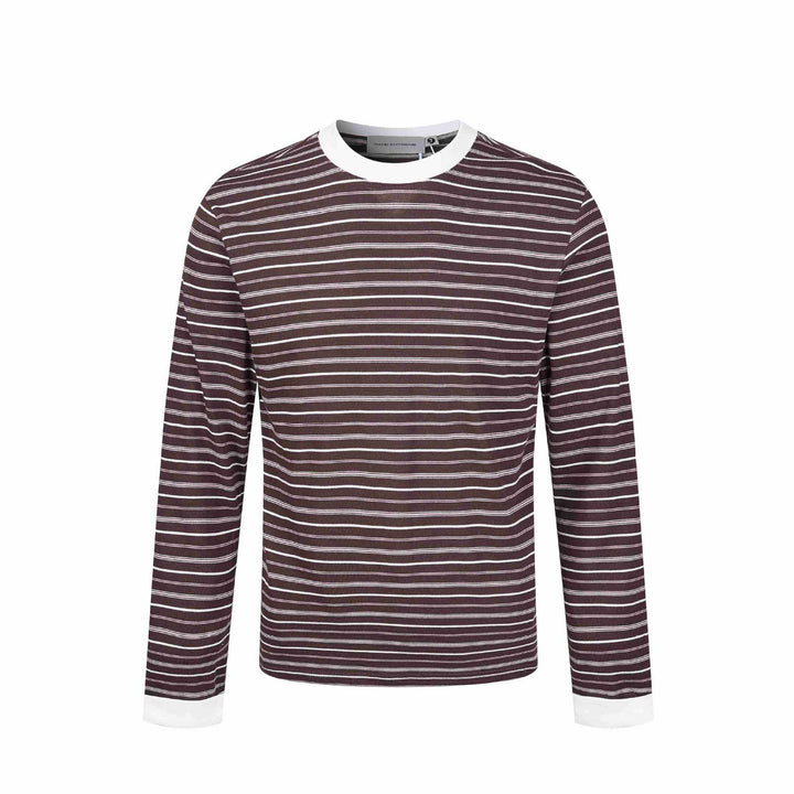 Herren Gestreiftes Langarmshirt aus Baumwollmix mit geripptem Rundhals Echoarchiv