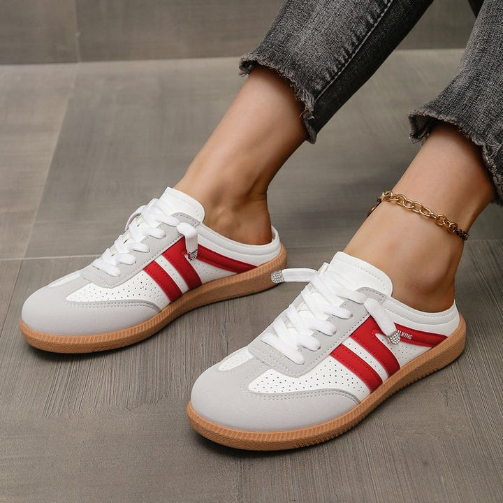 Damen Offene Sneaker‑Mules im Retro‑Tennisstil mit Gummisohle – Névara