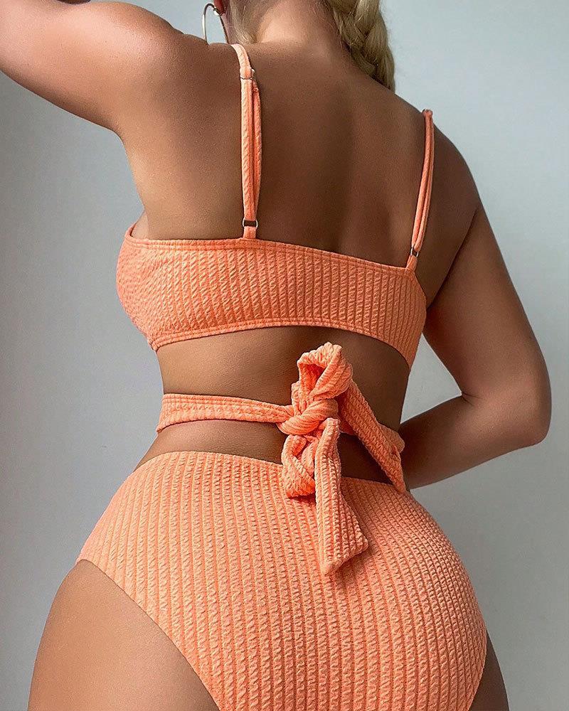 Damen Hochtailliertes Bikini-Set mit gekreuztem Oberteil und strukturierter Stoffqualität Echo Archiv