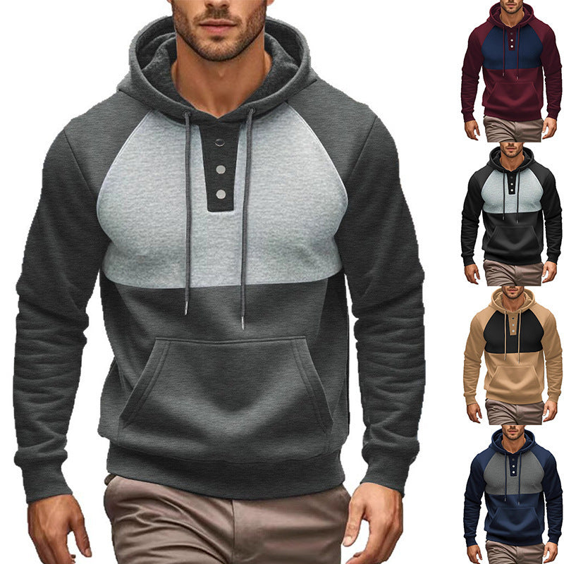 Herren Hoodie mit Knopfleiste und Kontrastdetails Echoarchiv