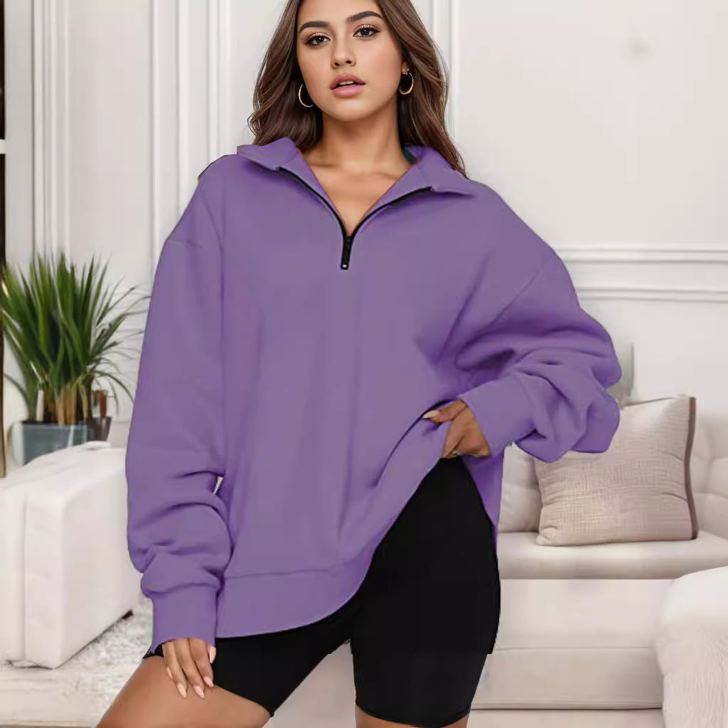 Damen nan übergroßes Sweatshirt mit Halbreißverschluss und Stehkragen Echo Archiv