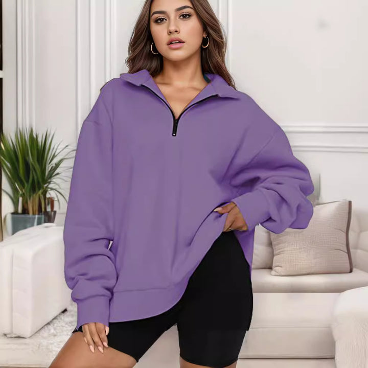 Damen nan übergroßes Sweatshirt mit Halbreißverschluss und Stehkragen Echo Archiv