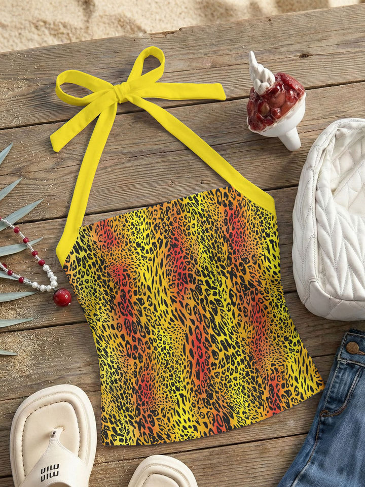 Damen Neckholder Top mit verspieltem Leopardenmuster Echo Archiv