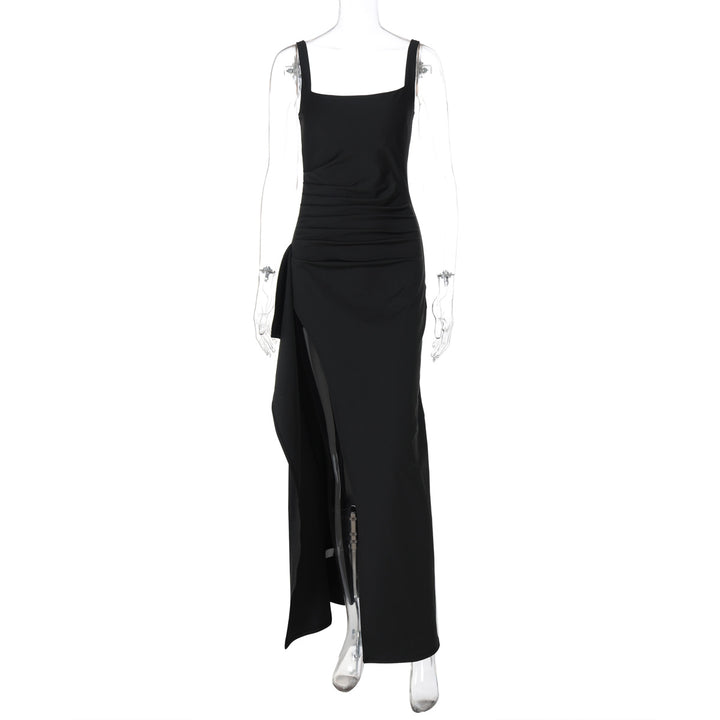 Damen elegantes Maxikleid mit seitlichem Schlitz und Röschendetails Echo Archiv