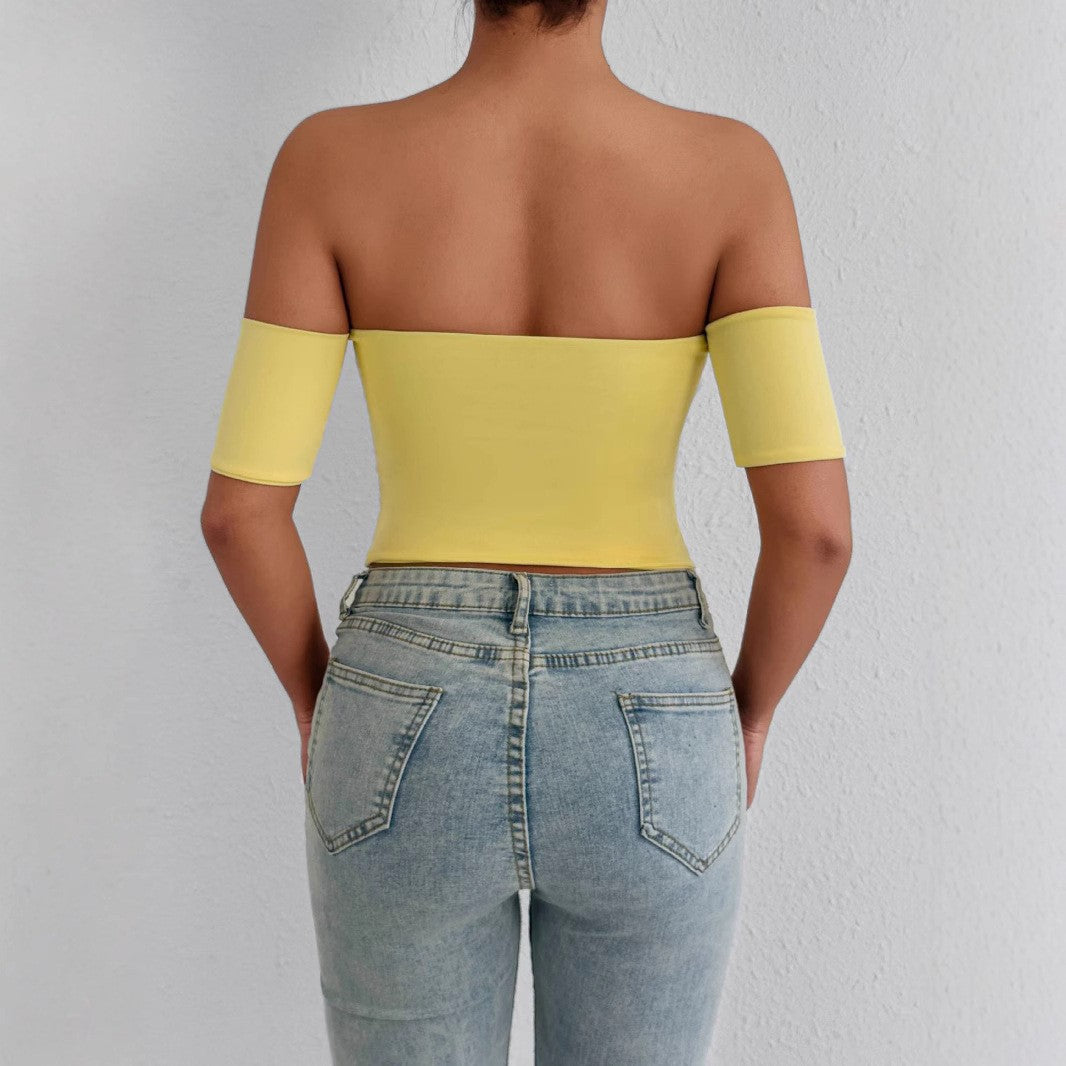 Damen Off-Shoulder Bluse aus elastischem Material mit figurformendem Schnitt Echo Archiv