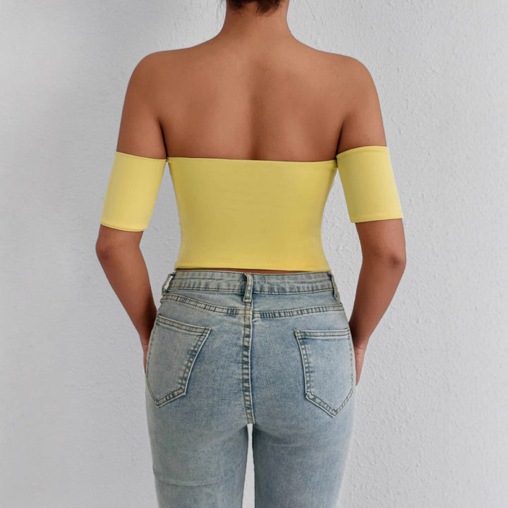 Damen Off-Shoulder Bluse aus elastischem Material mit figurformendem Schnitt Echo Archiv