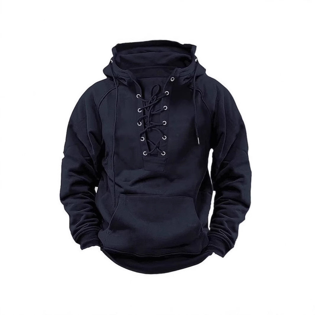 Herren Kapuzenpullover mit innovativem Schnürdesign und weichem Innenfutter Echoarchiv