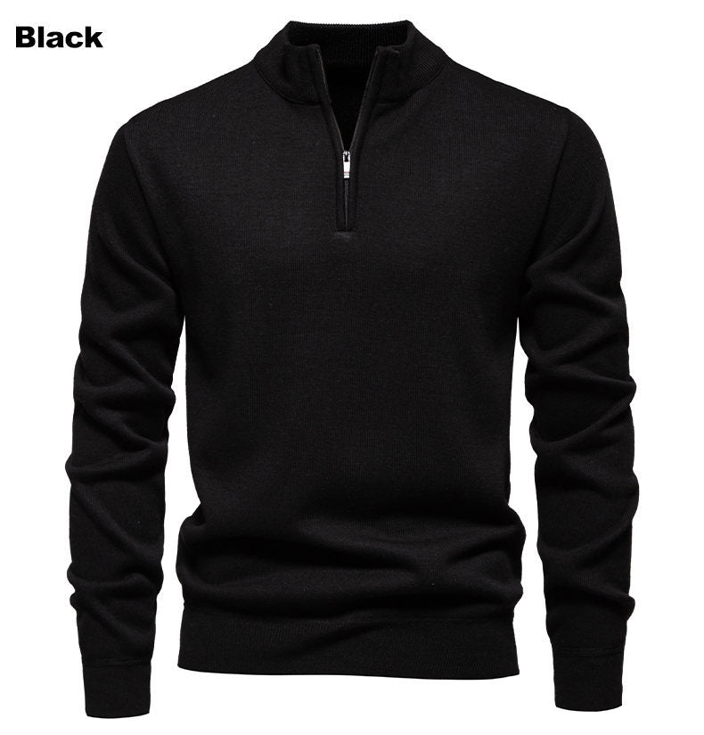 Herren feiner Strickpullover mit kurzem Reißverschluss und hohem Kragen Echoarchiv