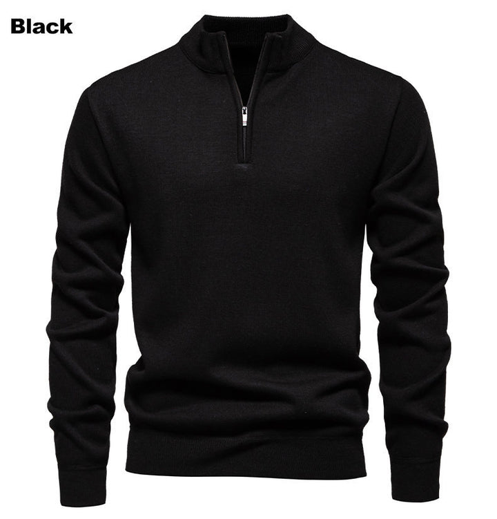 Herren feiner Strickpullover mit kurzem Reißverschluss und hohem Kragen Echoarchiv