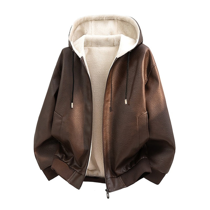 Damen Modische Kunstlederjacke mit Teddyfutter Echo Archiv