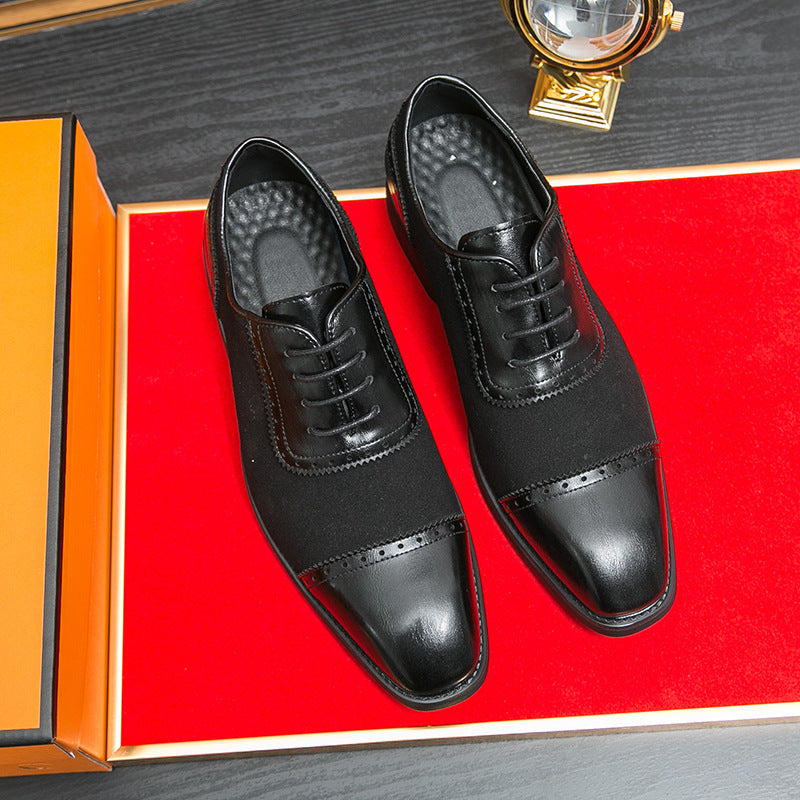 Herren elegante Oxford-Halbschuhe mit Kapzehen-Design, Leder-Textilmix und gepolstertem Komfortfußbett Echo Archiv