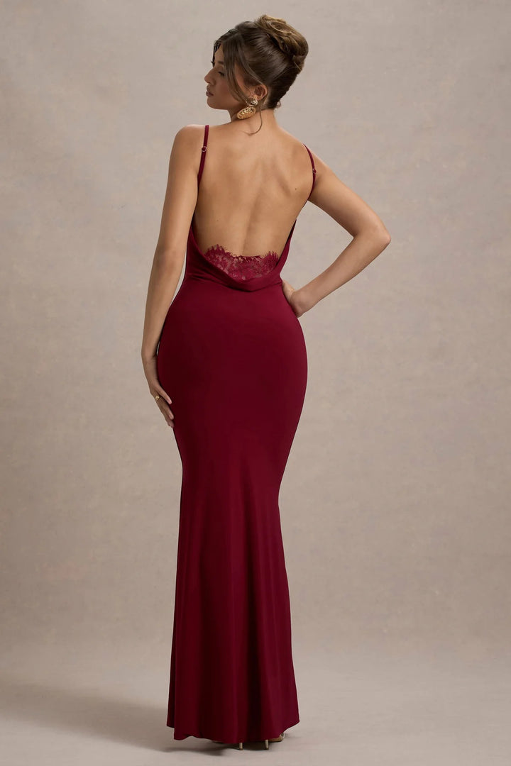 Damen Elegantes Floor-Length Kleid mit Off-Shoulder Rücken Echo Archiv