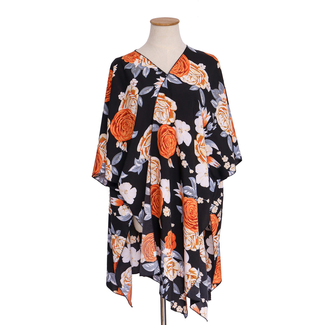 Damen Verspielter Kaftan‑Kimono‑Überwurf aus leichter Viskose mit asymmetrischem Zipfelsaum – Célinea