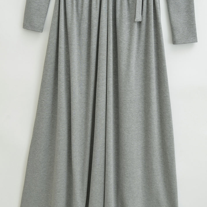 Damen Midikleid mit Raffung, V-Ausschnitt und tailliertem Faltenrock Echoarchiv