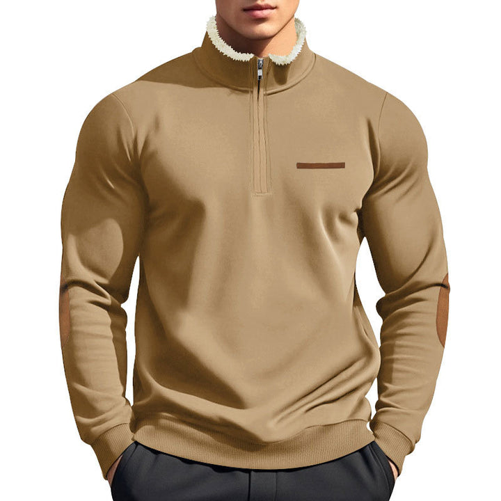 Herren nan Halbzip-Troyer mit Teddyfleece-Kragen und Leder-Ellbogenpatches Echo Archiv