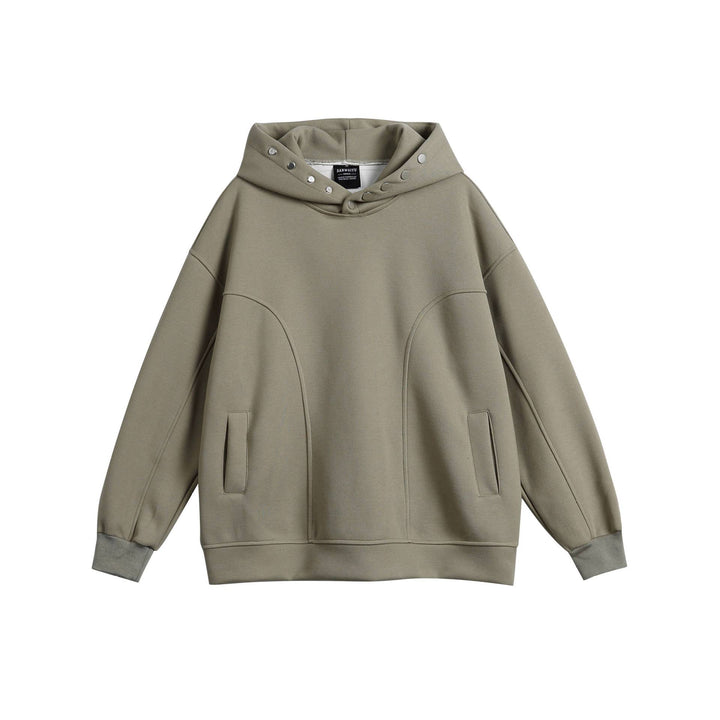 Unisex Oversize Kapuzenpullover mit Druckknopffunnel und Teilungsnähten Echoarchiv