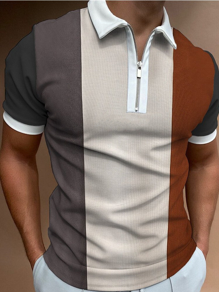 Herren Stilvolles Kurzarm Zip Polo Shirt Echoarchiv