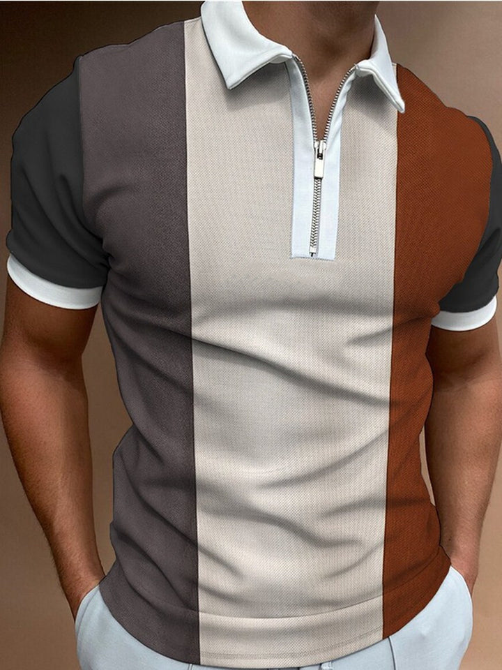 Herren Stilvolles Kurzarm Zip Polo Shirt Echoarchiv