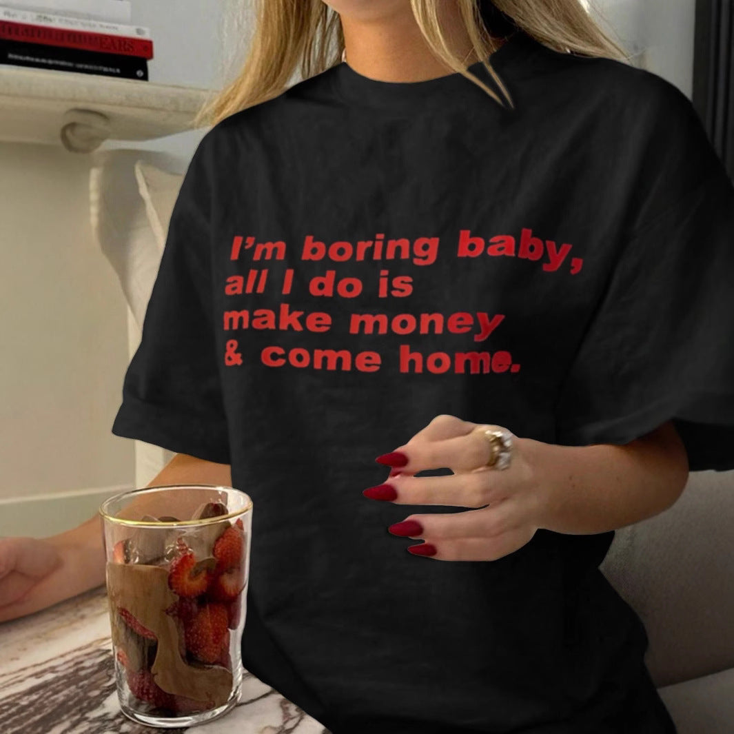 Damen T-Shirt mit kreativem Grafikdruck und luxuriösen Paillettenakzenten Echo Archiv