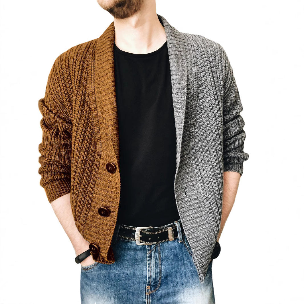 Herren Grobstrick-Cardigan mit Schalkragen, Rippstruktur und markanten Knöpfen Echo Archiv