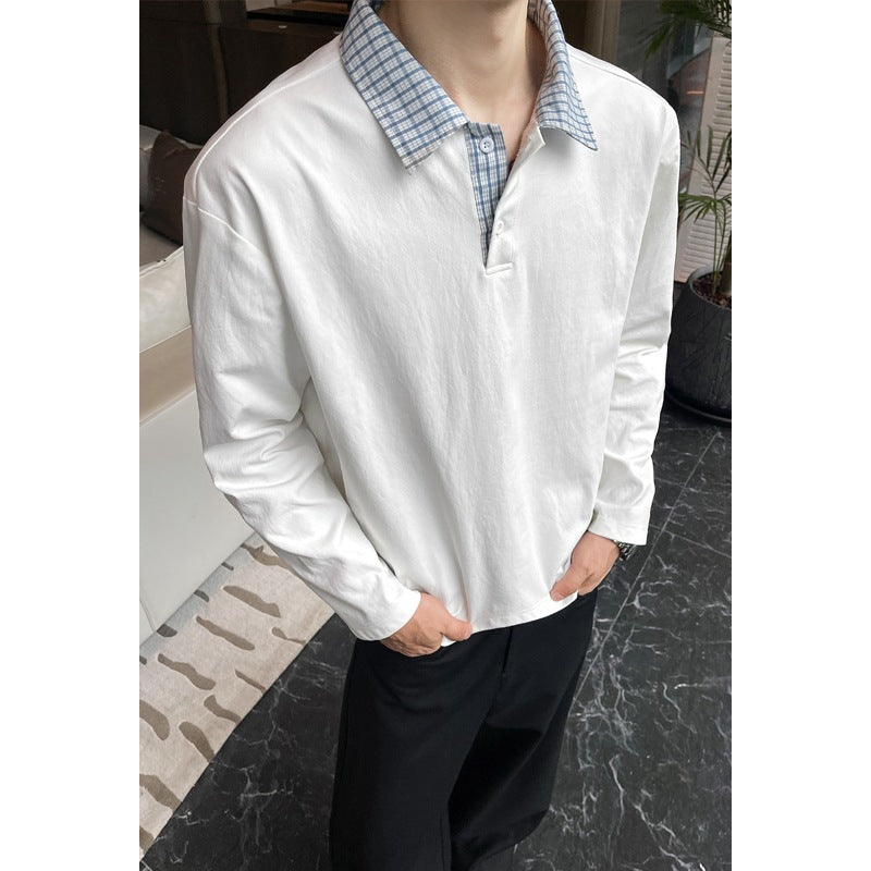 Herren Langarm-Poloshirt mit kontrastkariertem Hemdkragen Echo Archiv
