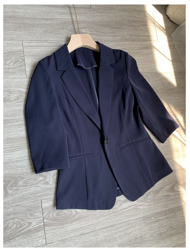 Damen Taillierter Ein‑Knopf‑Blazer mit 3/4‑Ärmeln und strukturierter Teilung Echo Archiv