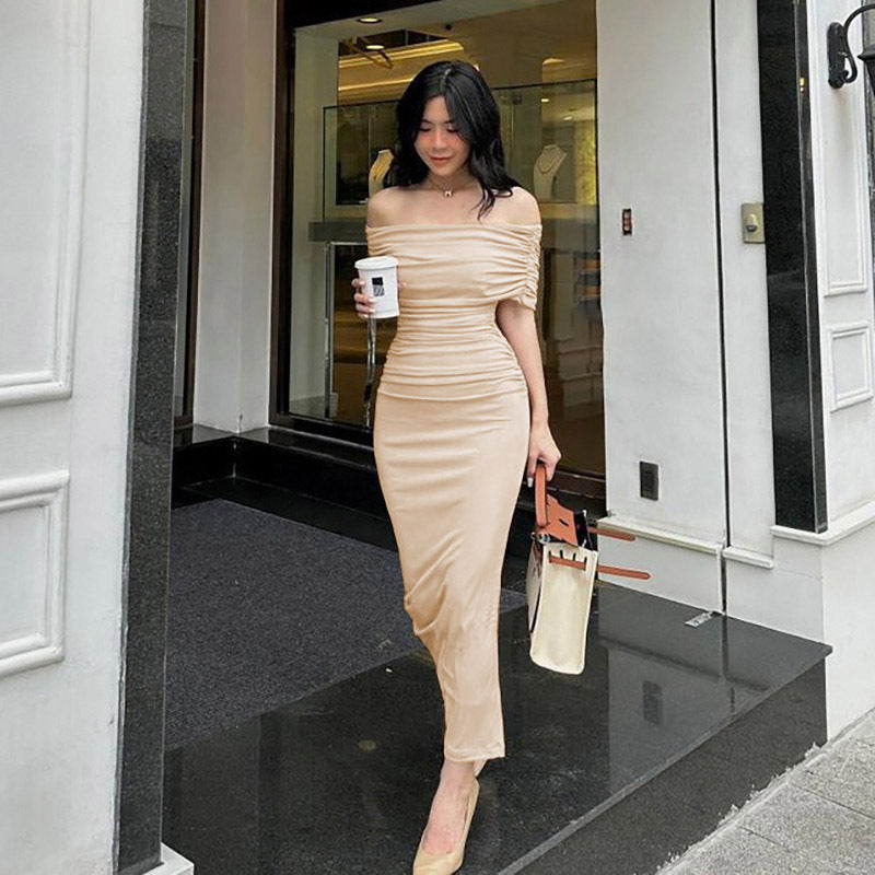 Damen Elegantes schulterfreies Cocktailkleid mit Raffungen Echo Archiv