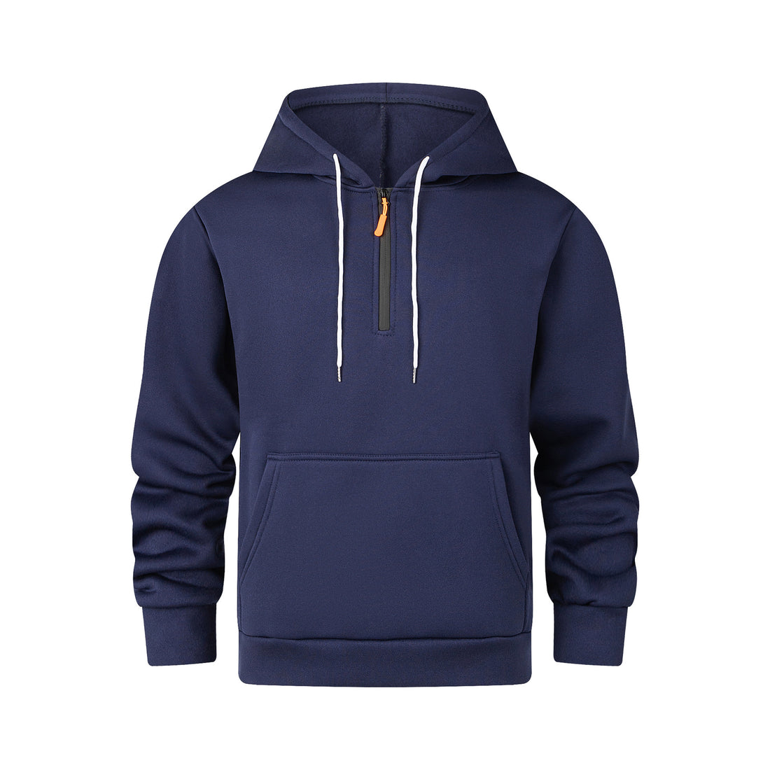 Herren moderner Kapuzenpullover mit halbem Reißverschluss und Kängurutasche – Cavarno