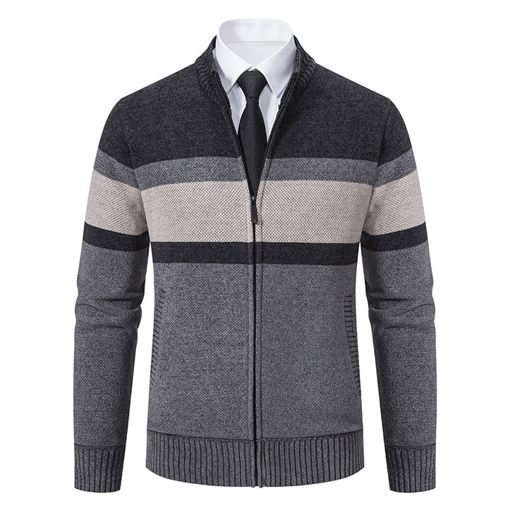 Herren Strickjacke mit strukturiertem Design und hochschließendem Kragen Echoarchiv