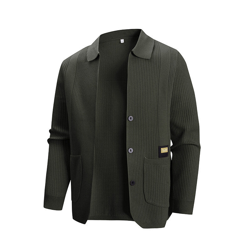 Herren Strickjacke mit modernem Rippmuster und praktischen Taschen Echoarchiv