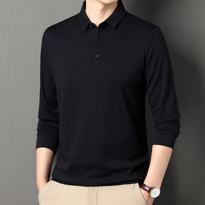 Herren langärmliges Poloshirt mit strukturiertem Design und modernem Schnitt Echoarchiv