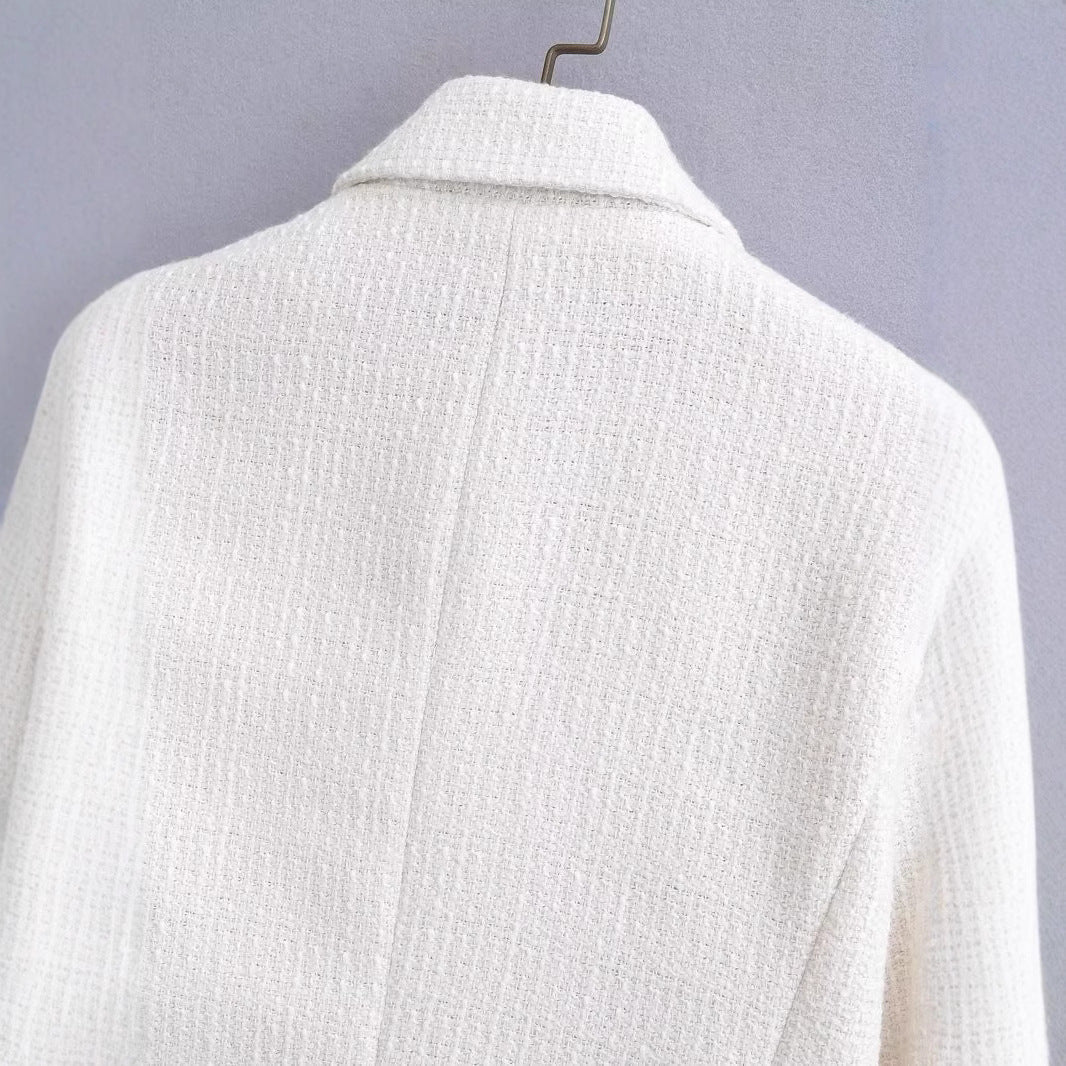 Damen Kurz geschnittener Bouclé-Blazer mit taillierter Silhouette und Doppelknopf Echo Archiv