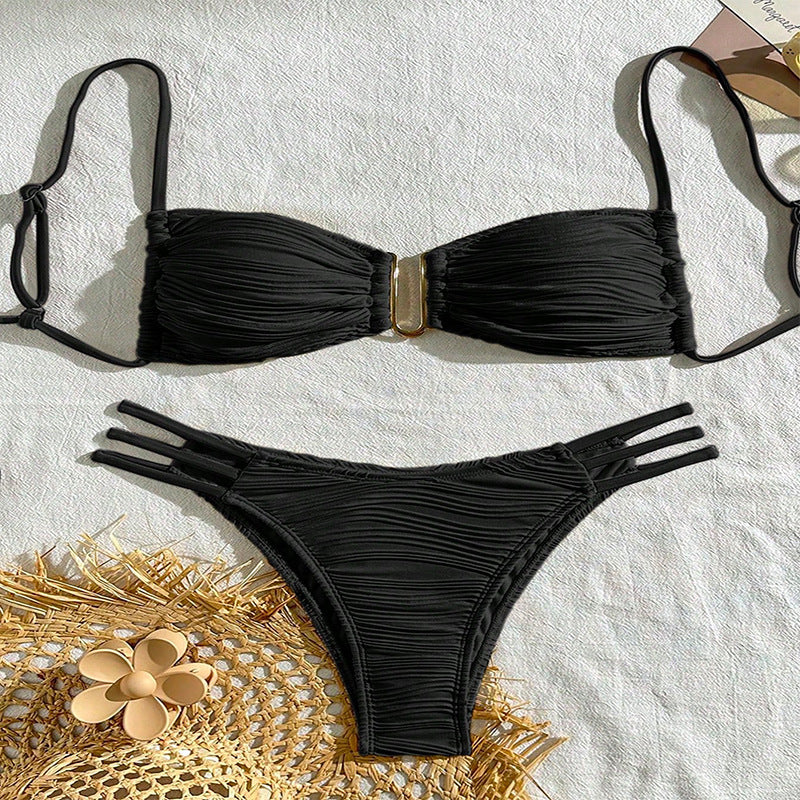 Damen Bikini-Set mit raffiniertem Falten-Design und modischen Akzenten Echo Archiv