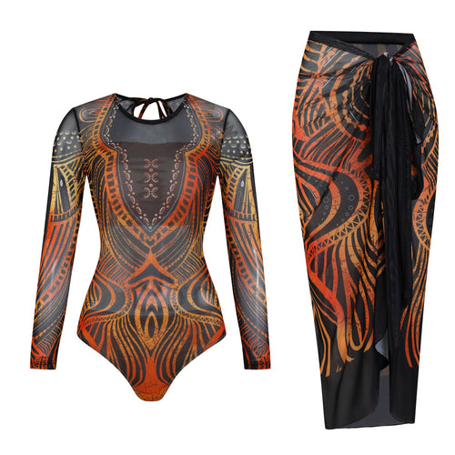 Damen Hochgeschnittene Palazzo-Hosen mit buntem Muster Echo Archiv