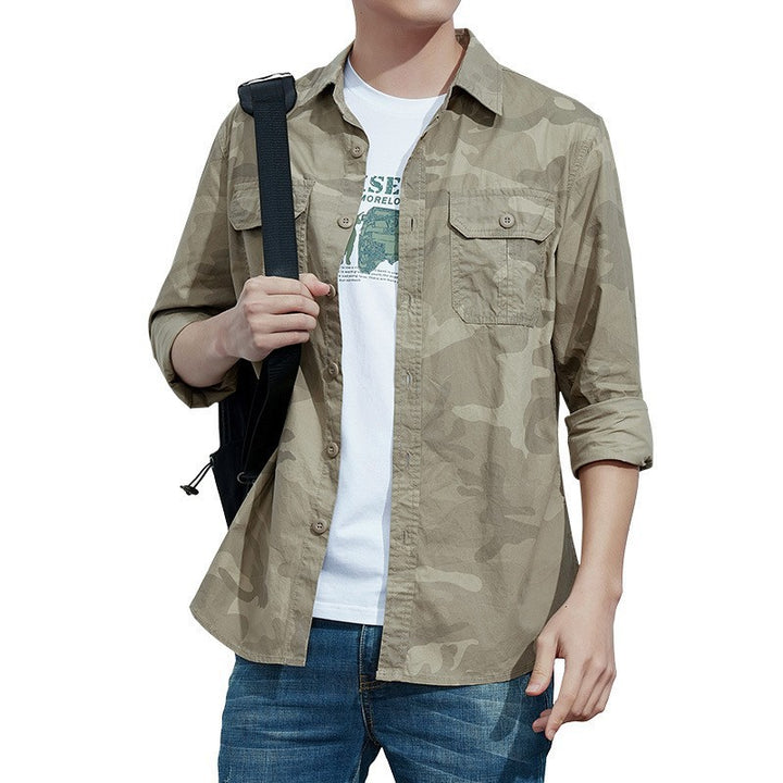 Herren nan lässige Camouflage-Hemdjacke mit aufgesetzten Brusttaschen und geradem Schnitt Echo Archiv