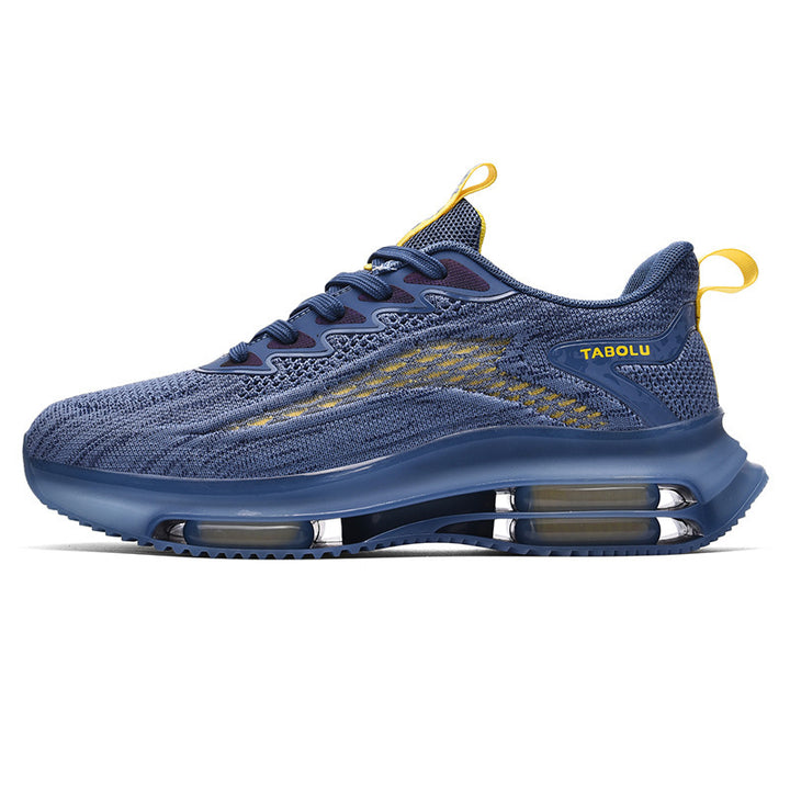 Herren sportive Laufsneaker mit sichtbarer Luftkammerdämpfung und gestricktem Mesh-Obermaterial – Tavélo