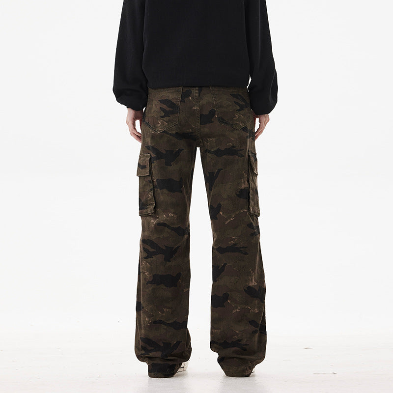 Unisex Cargohose im weiten Marlene-Cut mit Camouflage-Print und großen Pattentaschen Echo Archiv