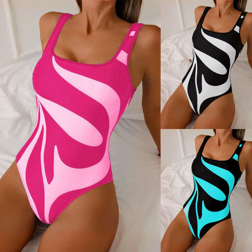 Damen Sportlicher Badeanzug mit stilvollem Wellenmuster Echo Archiv