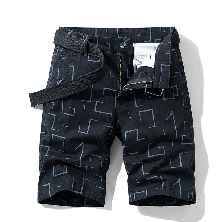 Herren Cargoshorts mit modischem geometrischem Muster und elastischem Bund Echoarchiv